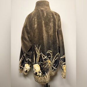 VTG 90s Brown Fleece Jacket with Dogs